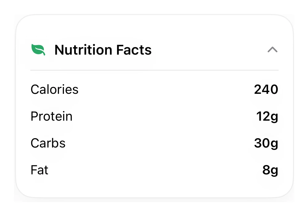 Nutrition Facts preview