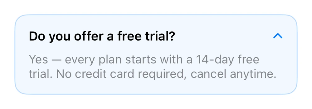 Pricing FAQ preview