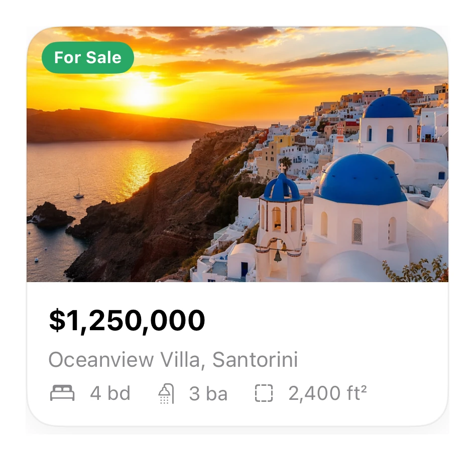 Listing Card preview