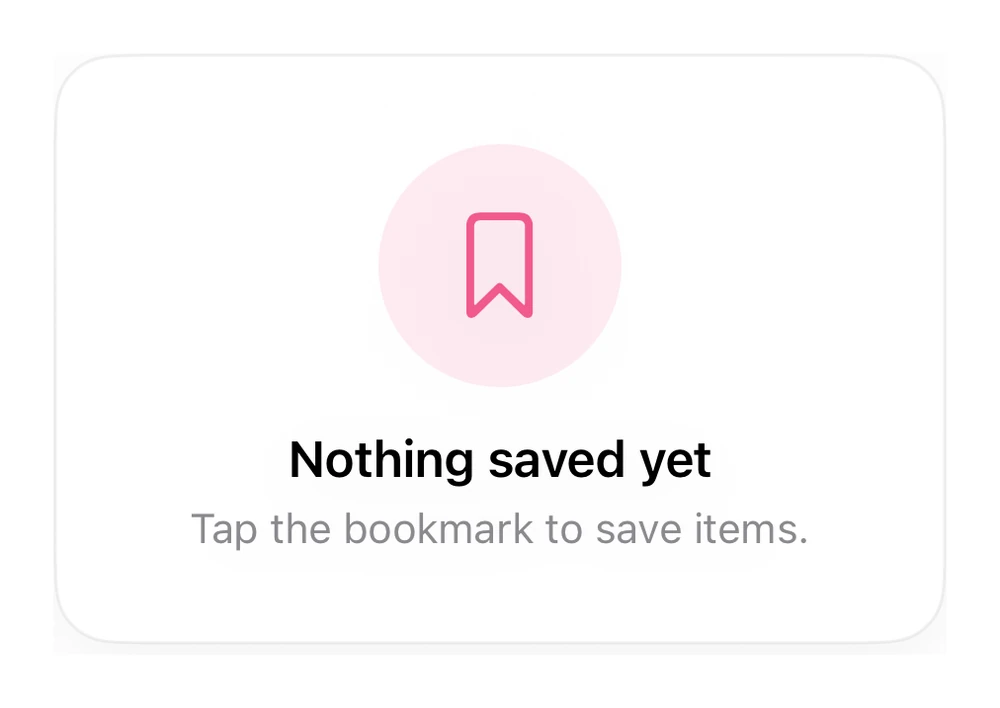 No Saved Items preview