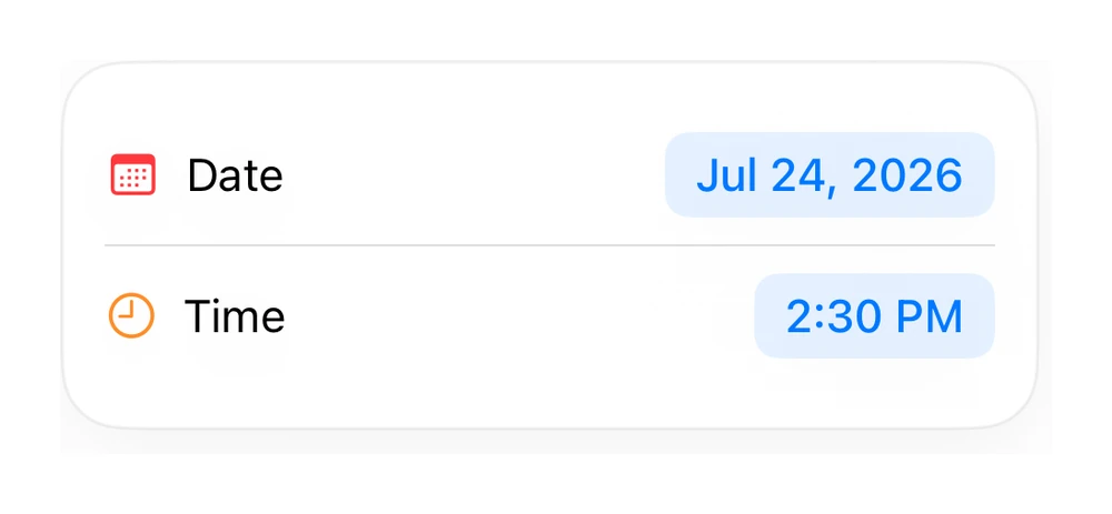 Date & Time Rows preview
