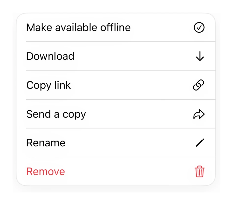 Action Menu preview
