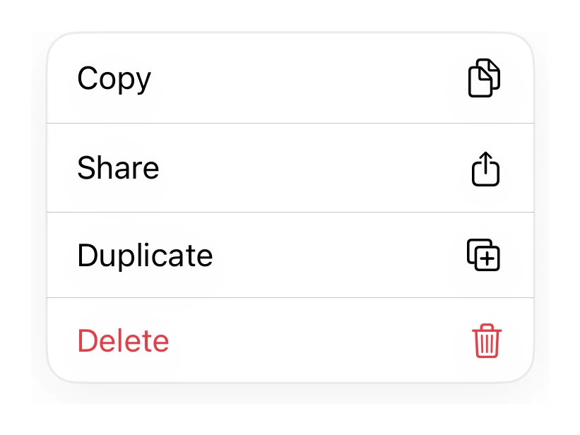 Context Menu preview