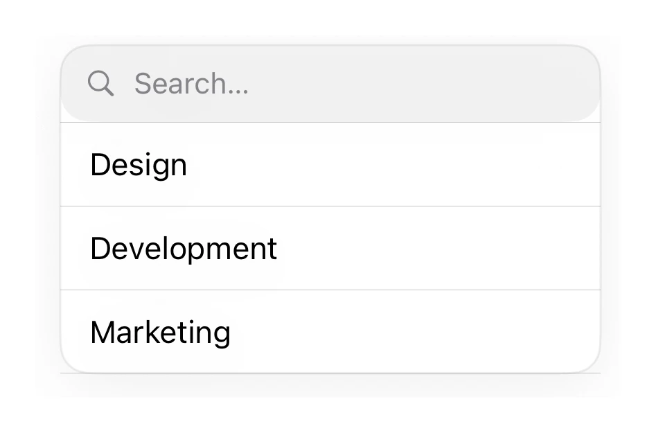 Searchable Menu preview