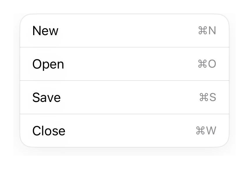 Shortcut Menu preview