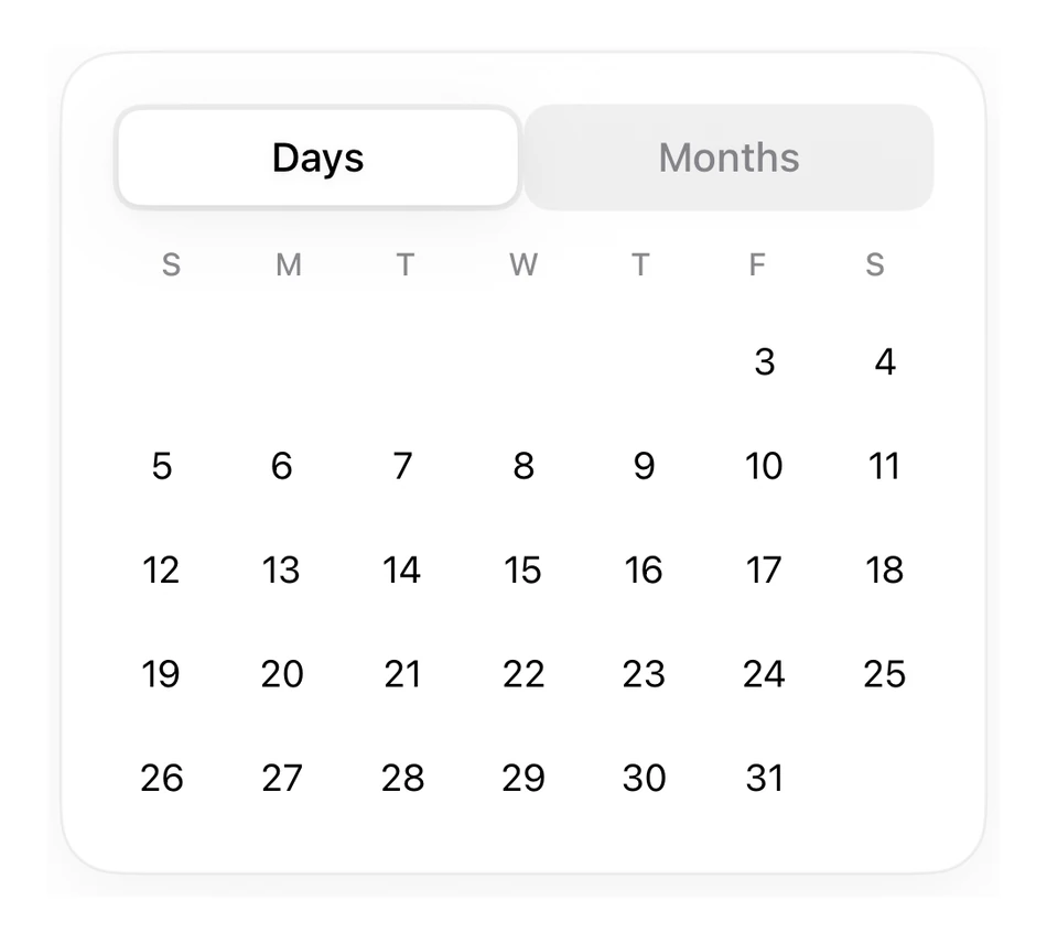 Days / Months preview