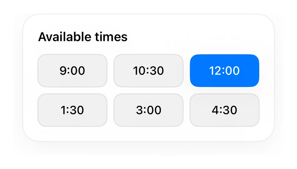 Time Slots preview