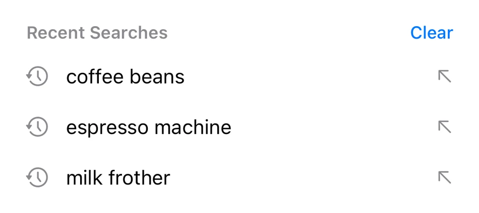 Recent Searches preview