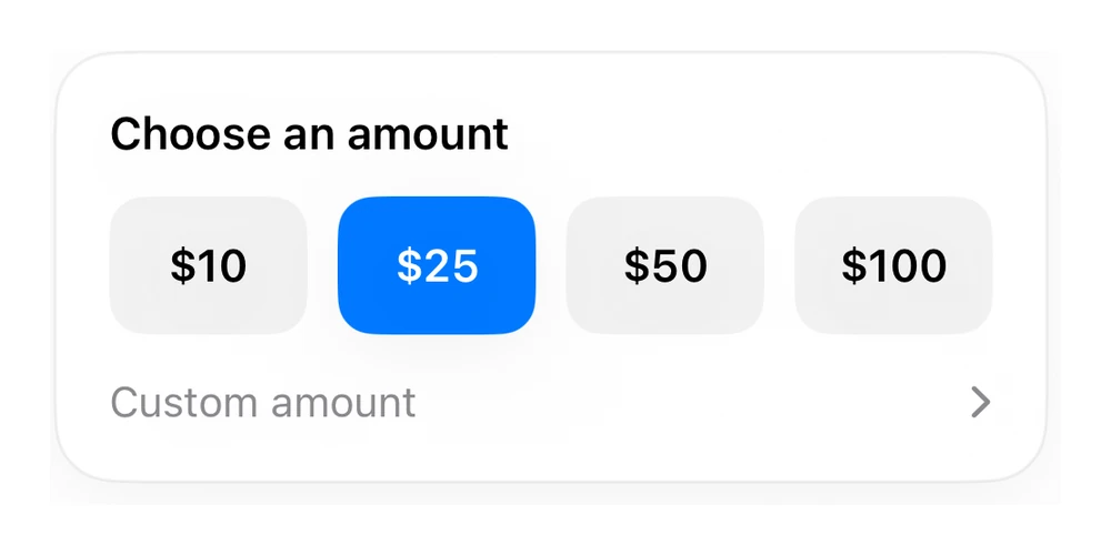 Amount Selector preview
