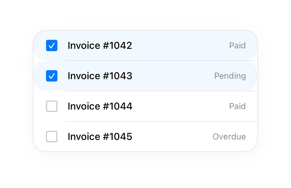 Selectable Rows preview