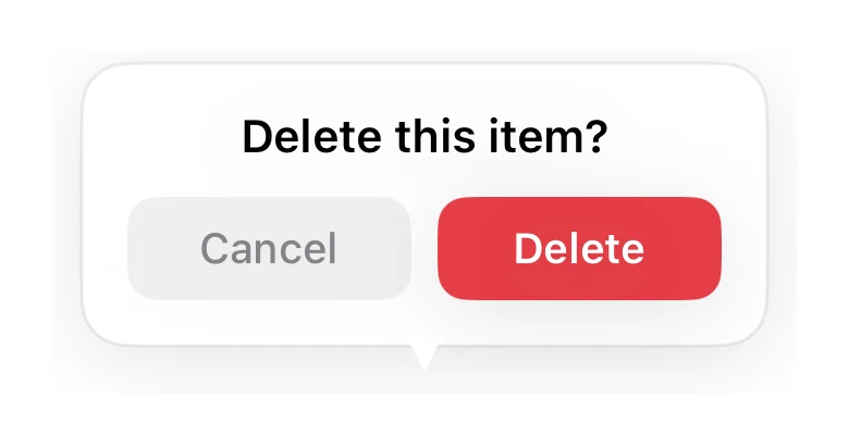 Confirm Popover preview